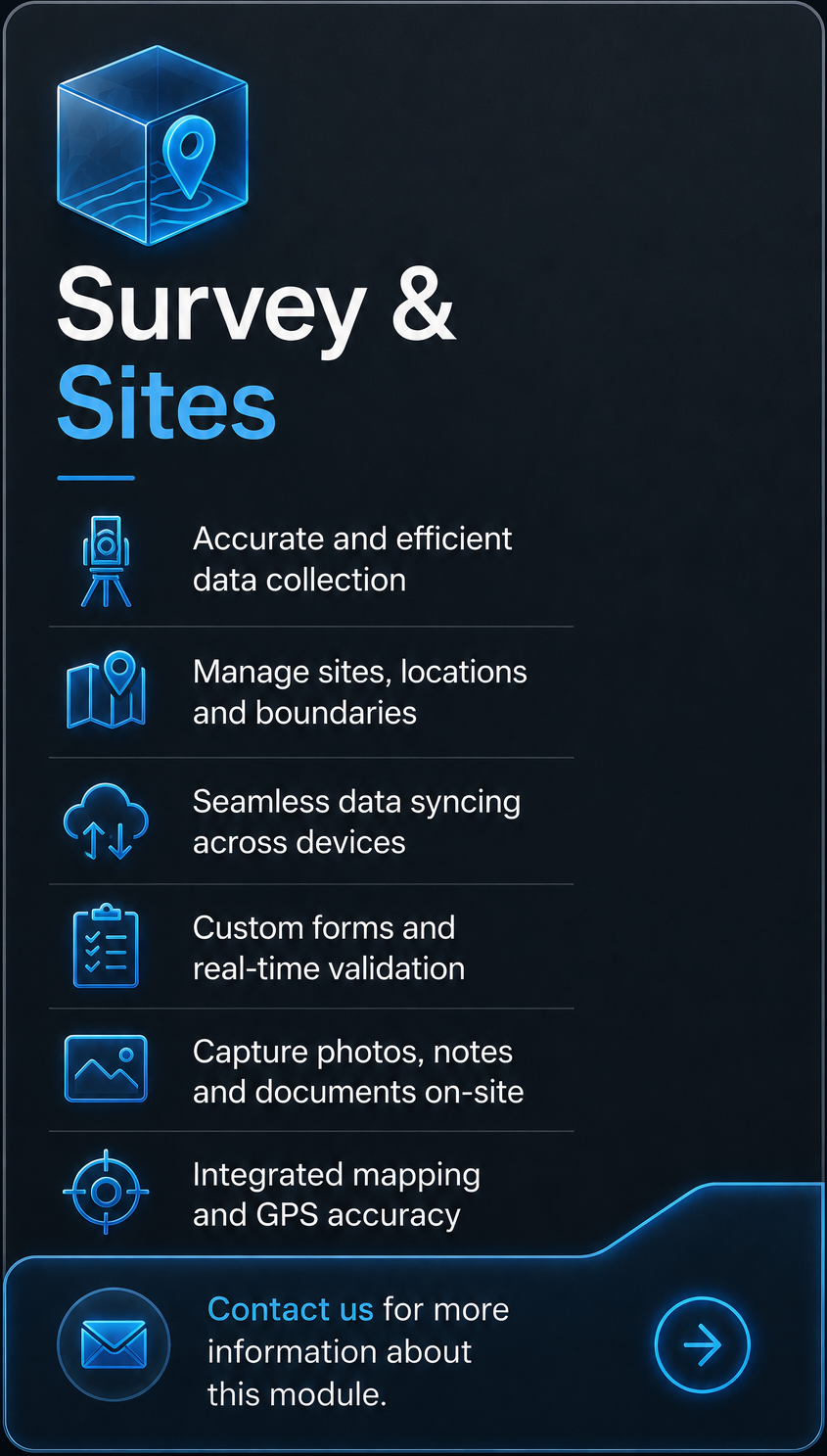 Survey and Sites module promo card