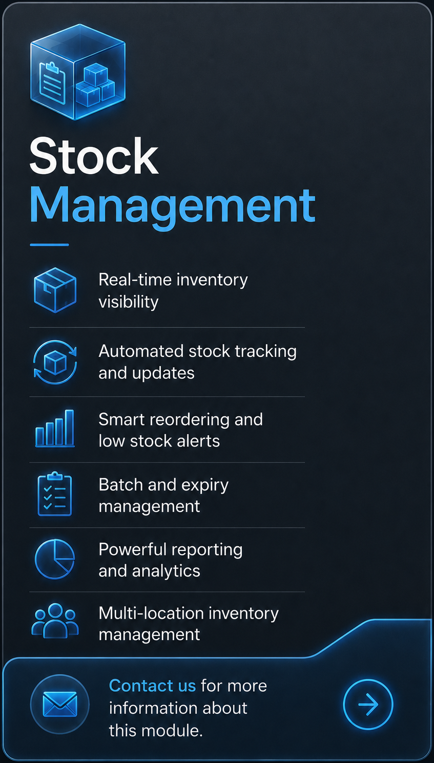 Stock Management module promo card